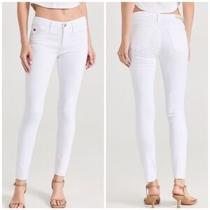 AG Adriano Goldschmied The Legging Super Skinny Frayed Ankle Jeans in White 27R
